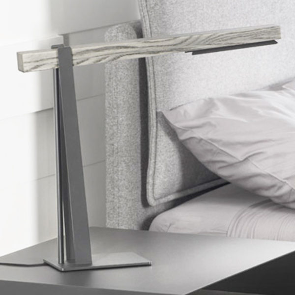 Bedside Modern Lamp Made from Wood and Steel