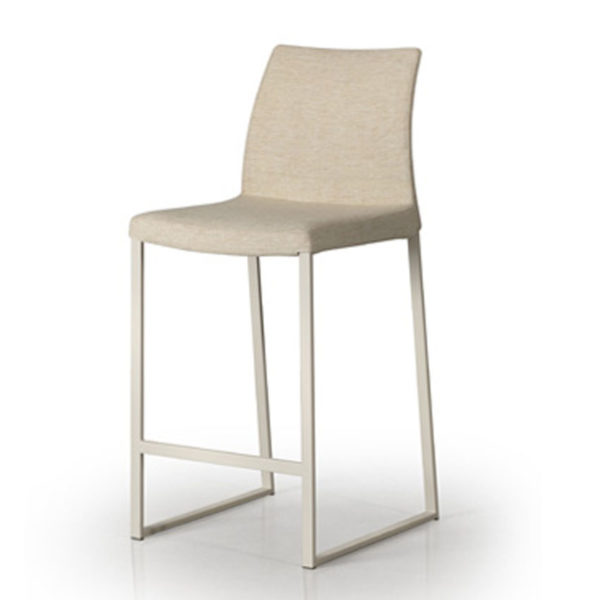 Off White Curvo Fabric Modern Bar Stool