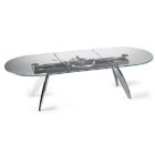 Round Modern Dining Table with Glass Extendable Top