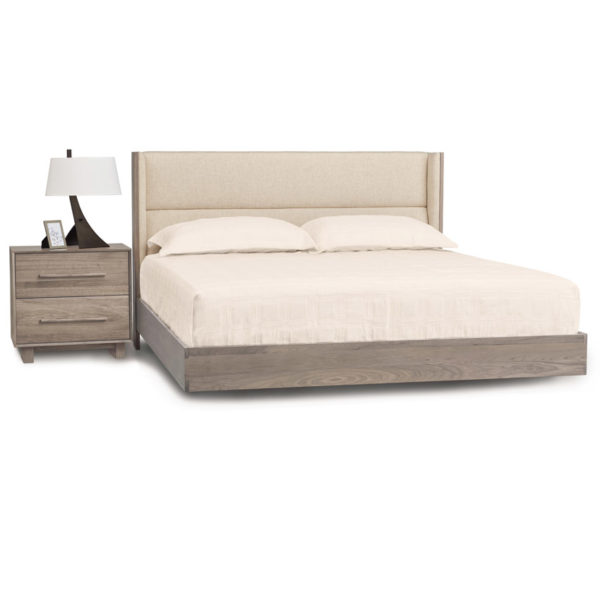 Wood Modern Bedroom Furniture Set With Floating Bed Frame & Upholstered Headboard