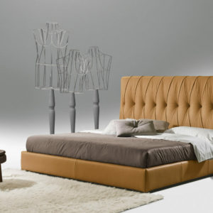 Leather Tufted Brown Bed Frame & Headboard Modern Design
